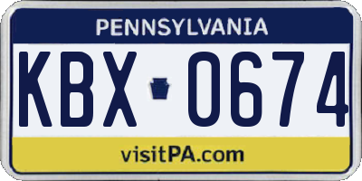 PA license plate KBX0674