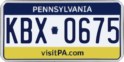 PA license plate KBX0675