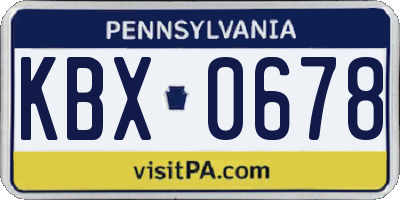 PA license plate KBX0678