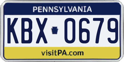 PA license plate KBX0679