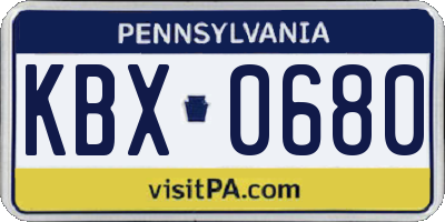 PA license plate KBX0680