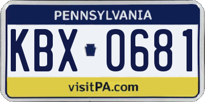 PA license plate KBX0681