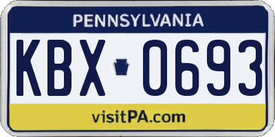 PA license plate KBX0693