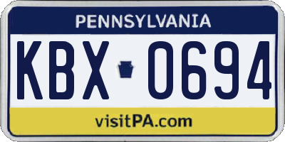 PA license plate KBX0694