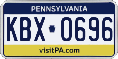 PA license plate KBX0696