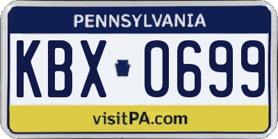 PA license plate KBX0699