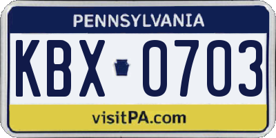 PA license plate KBX0703