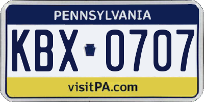 PA license plate KBX0707