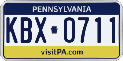 PA license plate KBX0711