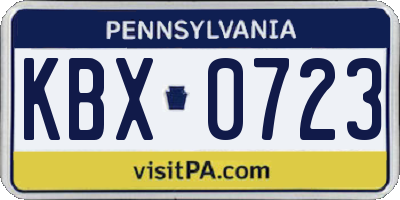 PA license plate KBX0723
