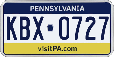 PA license plate KBX0727