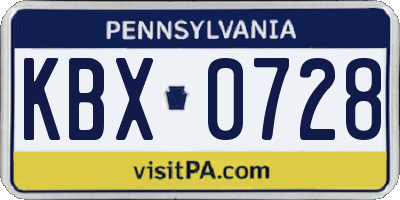 PA license plate KBX0728