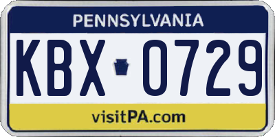 PA license plate KBX0729