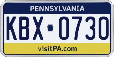 PA license plate KBX0730