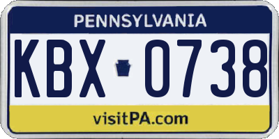 PA license plate KBX0738
