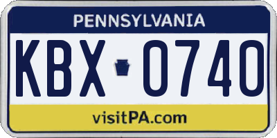 PA license plate KBX0740