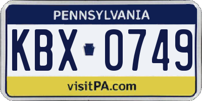 PA license plate KBX0749