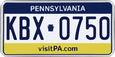 PA license plate KBX0750