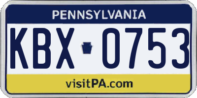 PA license plate KBX0753