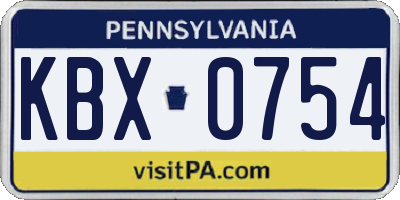 PA license plate KBX0754