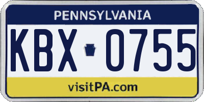 PA license plate KBX0755