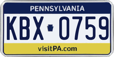 PA license plate KBX0759