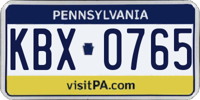 PA license plate KBX0765
