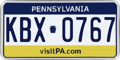 PA license plate KBX0767
