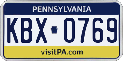 PA license plate KBX0769