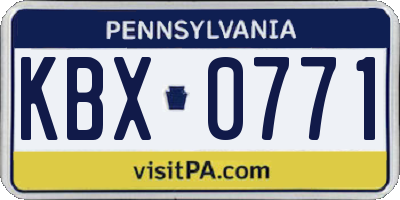 PA license plate KBX0771