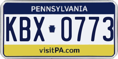 PA license plate KBX0773