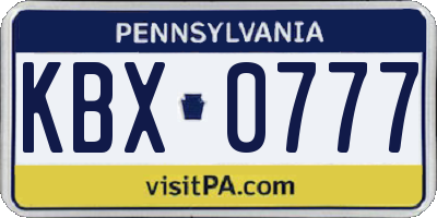 PA license plate KBX0777