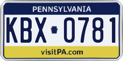 PA license plate KBX0781