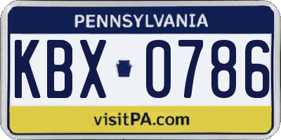 PA license plate KBX0786