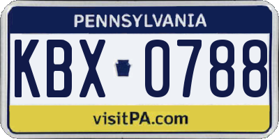 PA license plate KBX0788