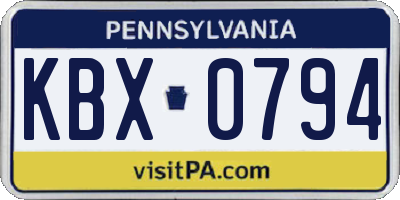 PA license plate KBX0794