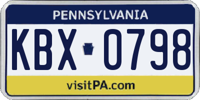 PA license plate KBX0798