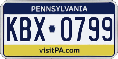 PA license plate KBX0799