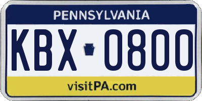 PA license plate KBX0800