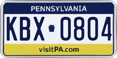 PA license plate KBX0804