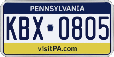 PA license plate KBX0805