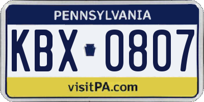 PA license plate KBX0807