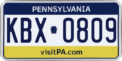 PA license plate KBX0809