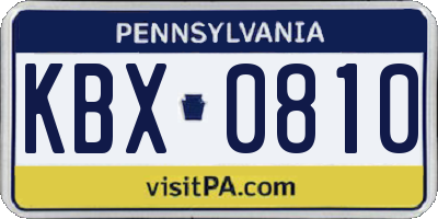 PA license plate KBX0810