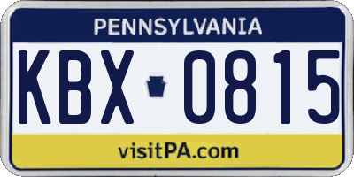 PA license plate KBX0815