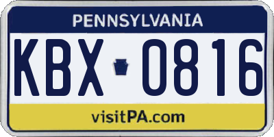 PA license plate KBX0816
