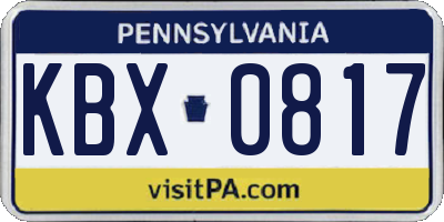 PA license plate KBX0817