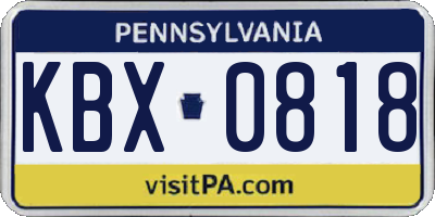 PA license plate KBX0818