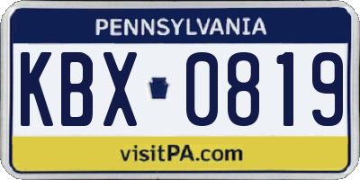 PA license plate KBX0819