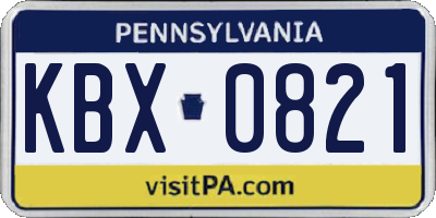 PA license plate KBX0821